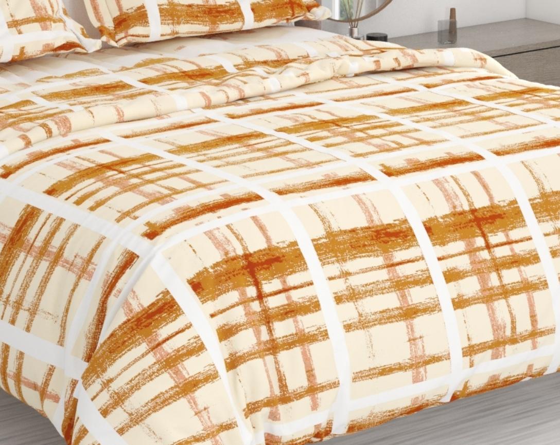 Premium Cotton King Size Double Bed Bedsheet With 2 Pillow Covers-Chocolate Brown and Cream Checks