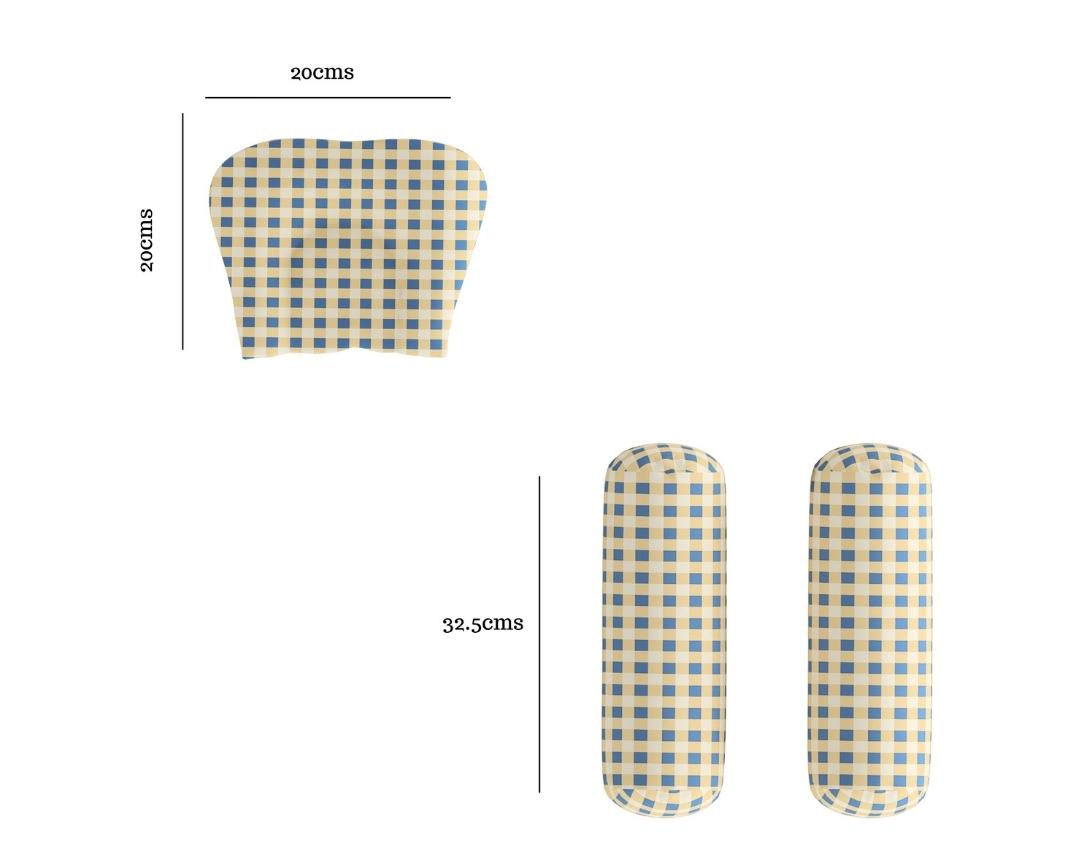 Newborn Cotton 4pc Cot Bedding Set Peek a Boo Theme (Gadda, U Pillow, Bolsters)- Navy Blue & Beige