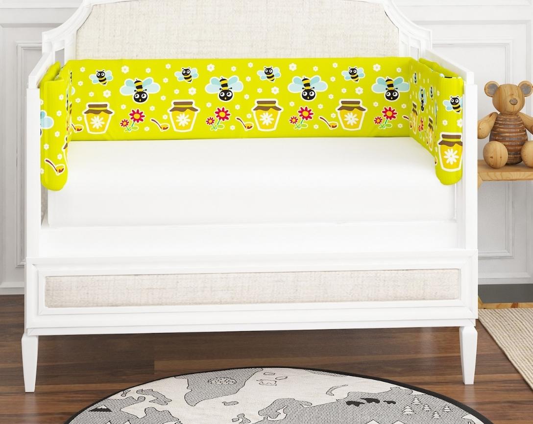 Newborn Cotton 6Pc Cot Bedding Set Honey Bee Theme-Multicolor
