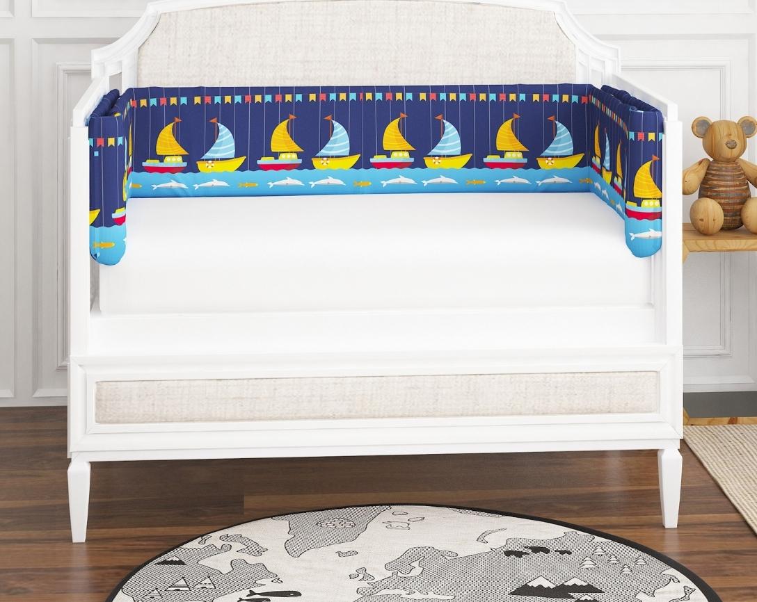 Newborn Cotton 6pc Cot Bedding Set Boat Theme-Blue