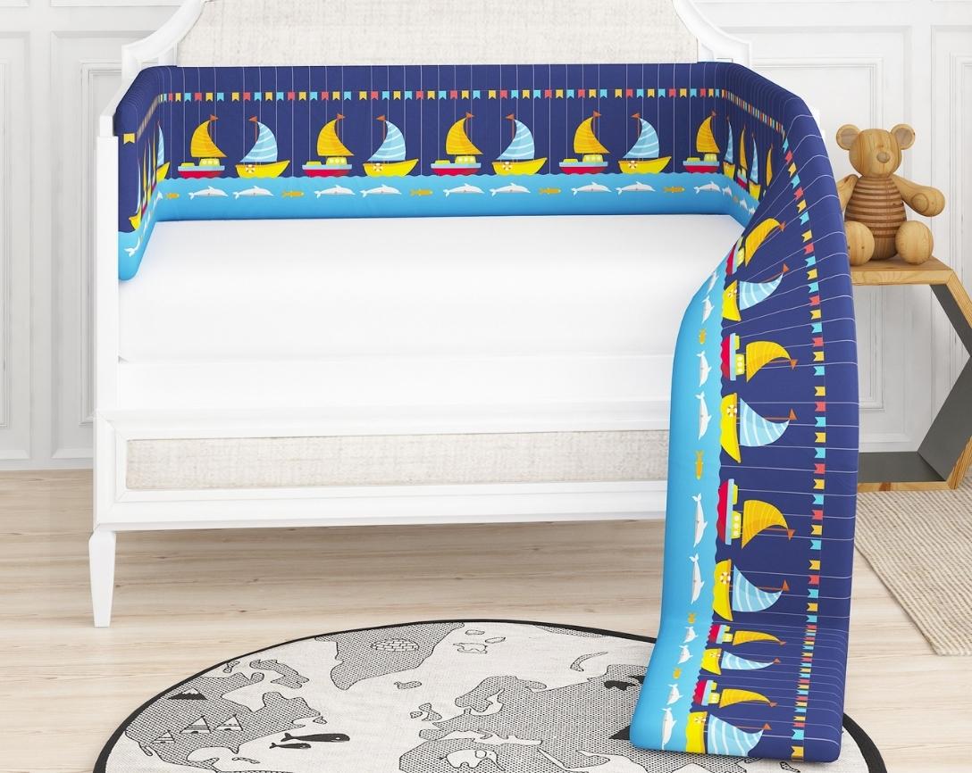 Newborn Cotton 6pc Cot Bedding Set Boat Theme-Blue