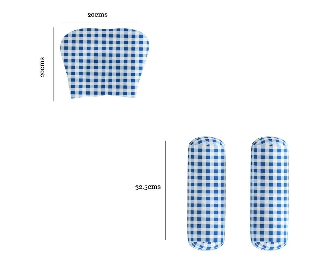 Newborn Cotton 4pc Cot Gadda Set Little Man Theme (Gadda, U Pillow, Bolsters)- Blue & Grey