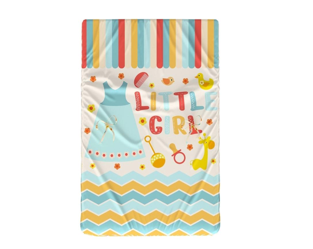 Newborn Cotton 4pc Gadda Set Little Girl Theme (Gadda, U Pillow, Bolsters)- Off White & Red