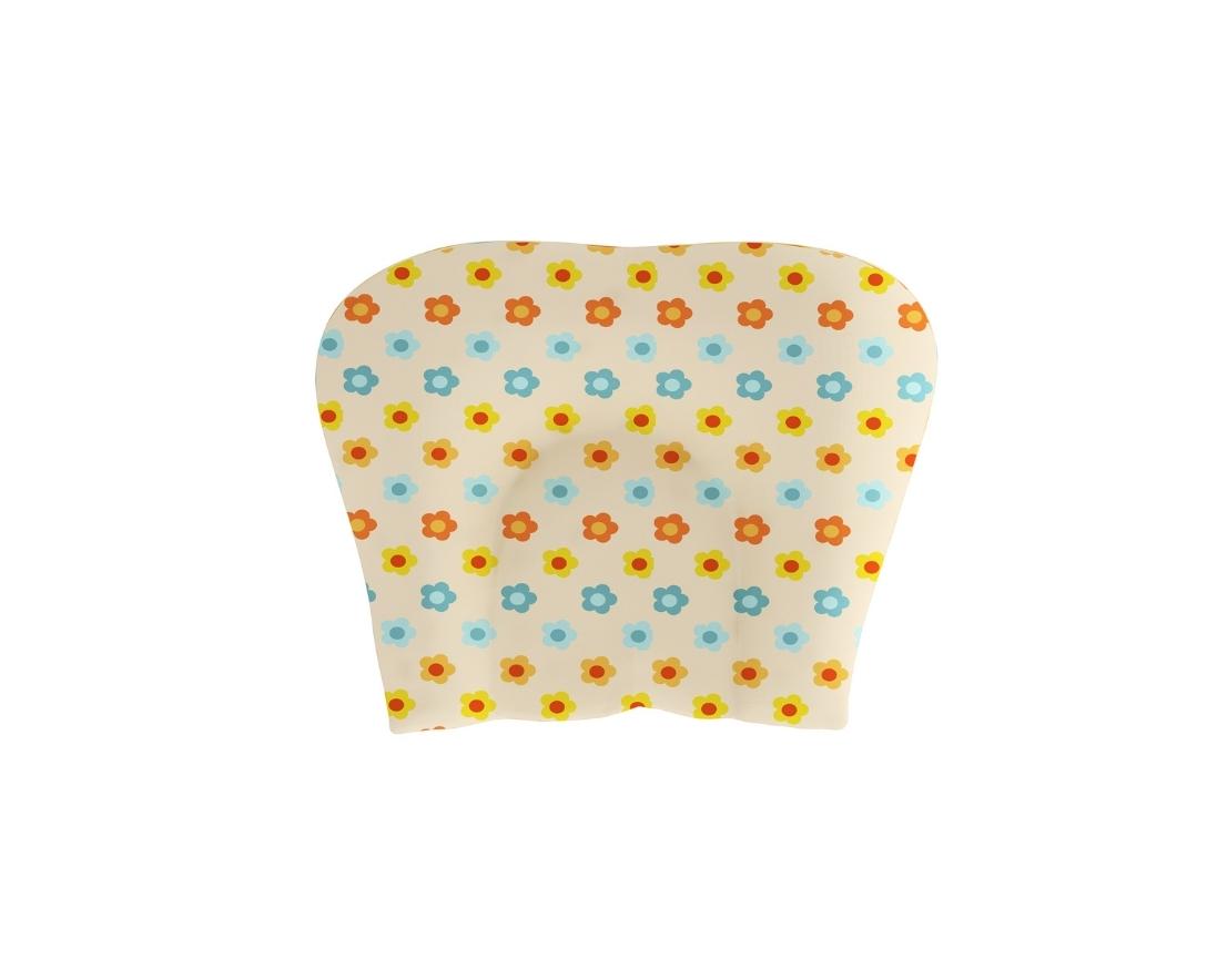 Newborn Cotton 4pc Gadda Set Little Girl Theme (Gadda, U Pillow, Bolsters)- Off White & Red