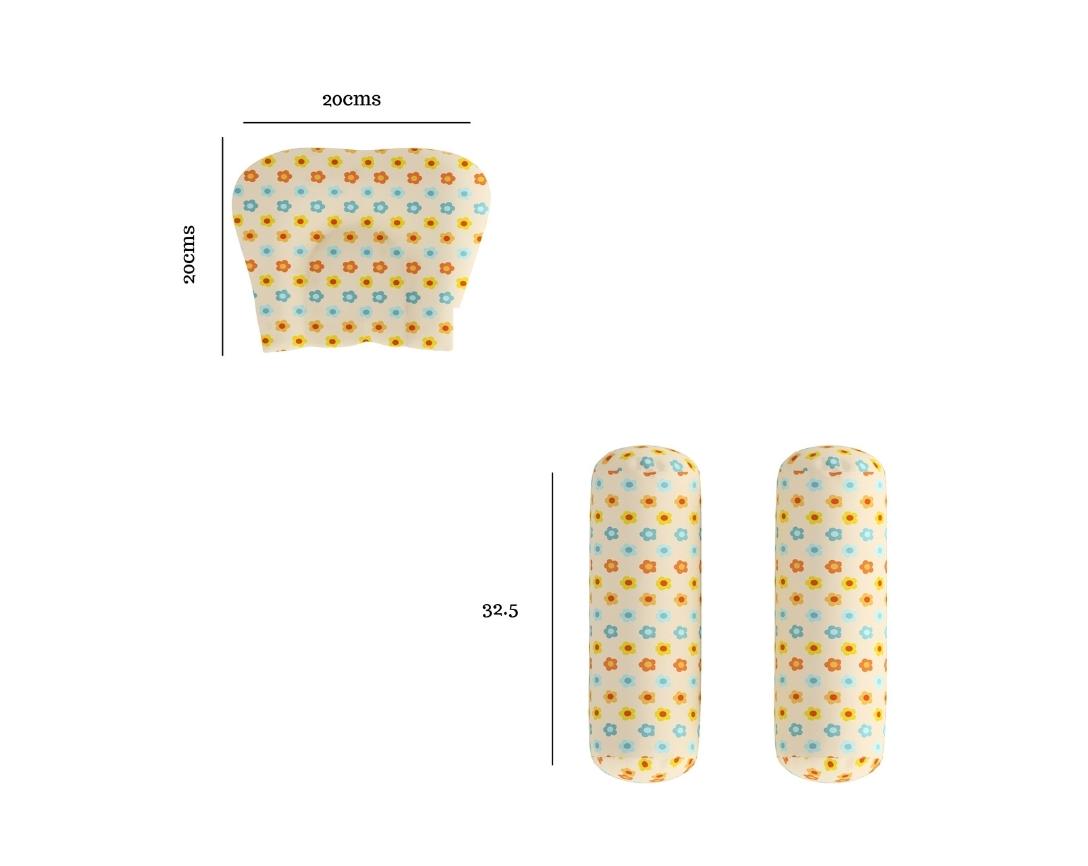 Newborn Cotton 5pc Bedding Set Little Girl Theme (Gadda, Comforter, U Pillow, Bolsters)- Off White & Red