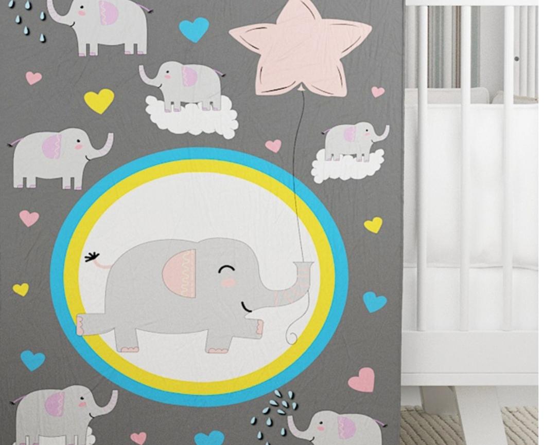 A Home’s Grace Newborn Baby Winter Quilt Elephant Design-Grey