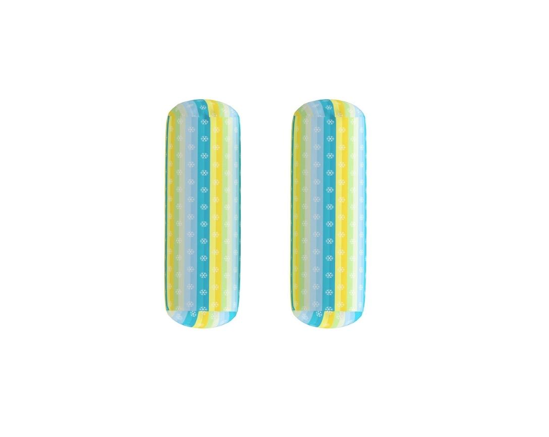 Newborn Cotton 4pc Cot Gadda Set Penguin Theme (Gadda, U Pillow, Bolsters)- Green & Blue