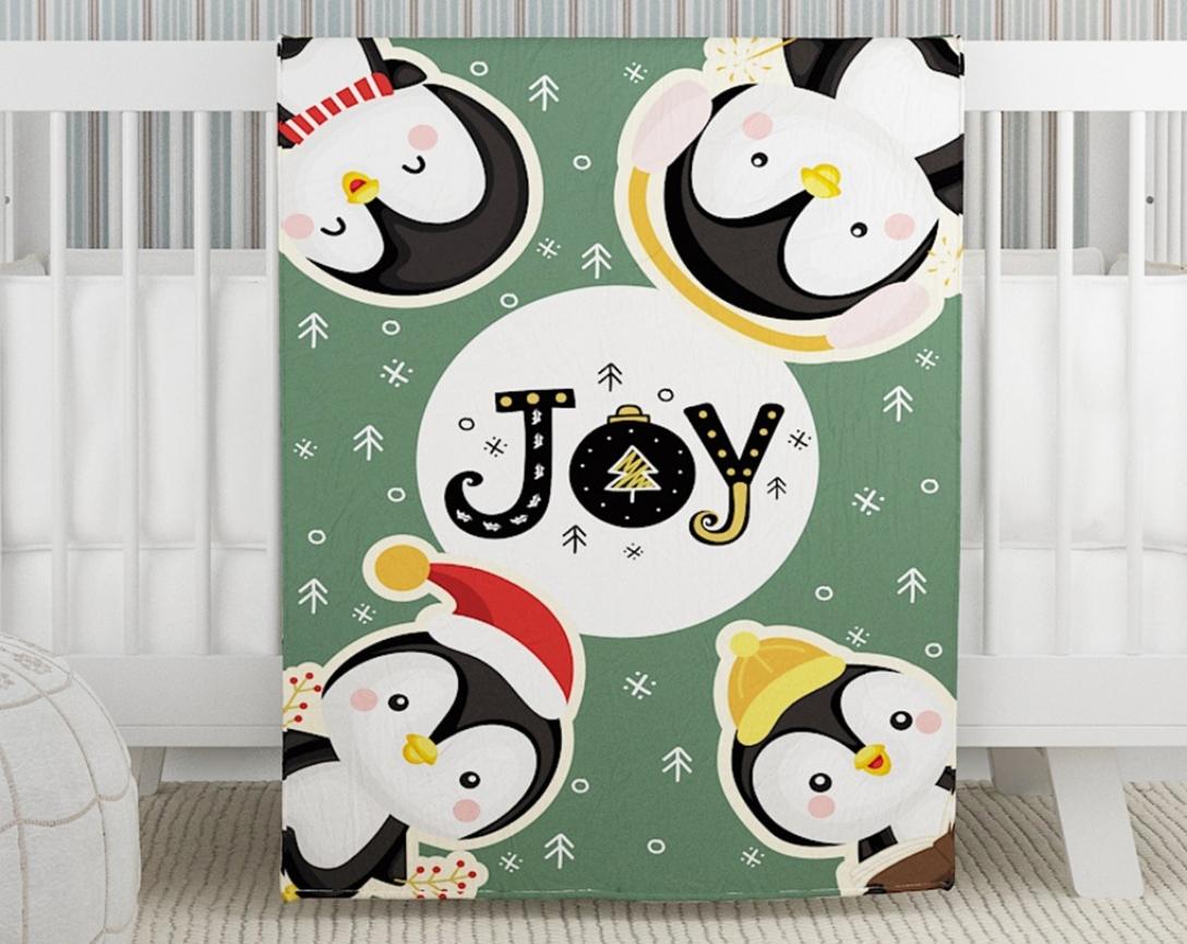 A Home’s Grace Newborn Baby Winter Quilt Penguin Design-Green
