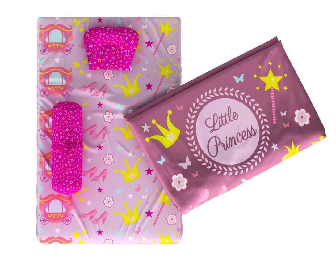 Newborn Cotton 5pc Bedding Set Princess Theme (Gadda, Comforter, U Pillow, Bolsters)-Purple