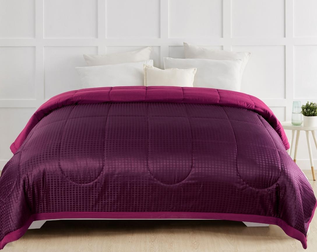 Classic Check Double Bed Comforter-Burgundy
