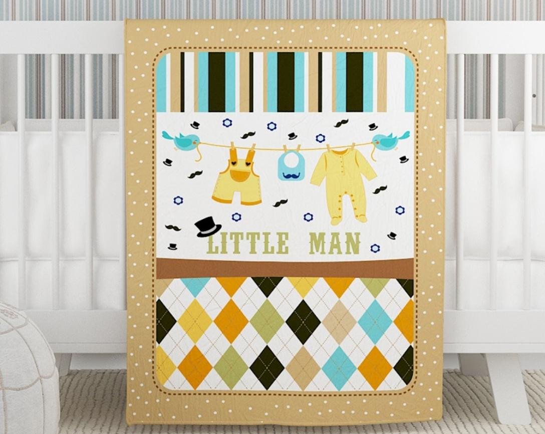 A Home’s Grace Newborn Baby Winter Quilt Little Man Design-Tan