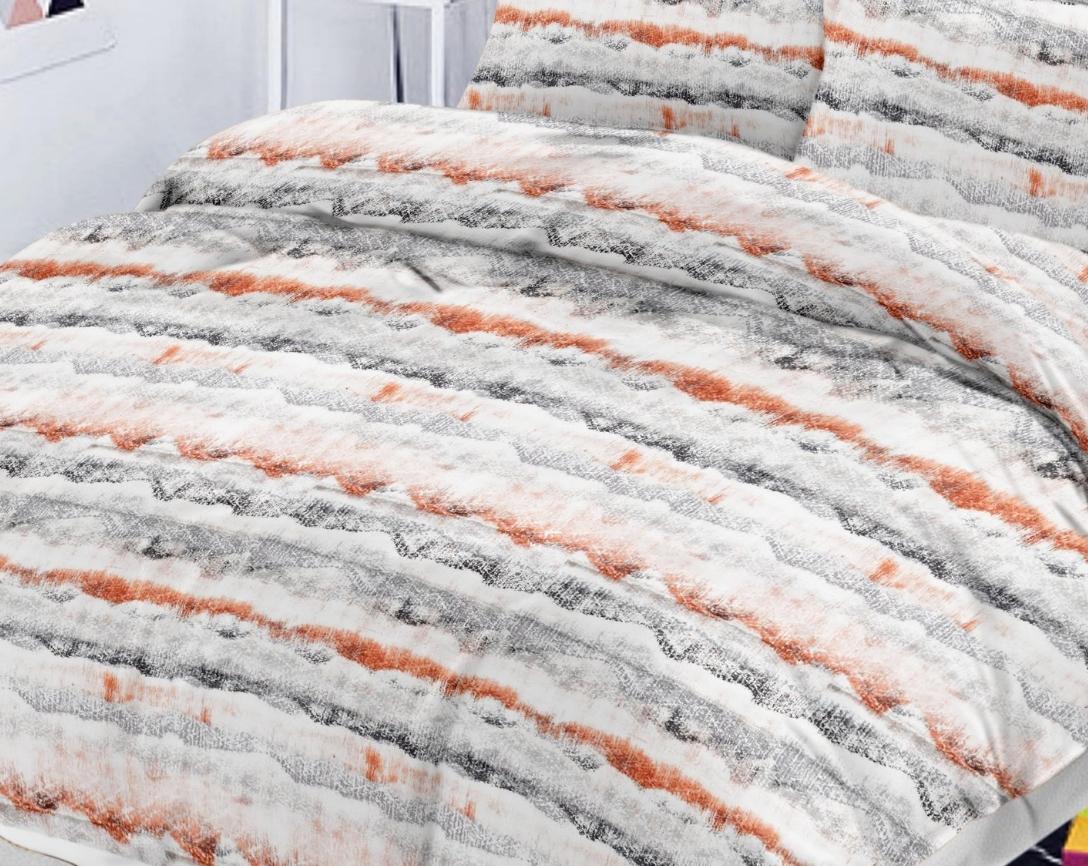 Premium Cotton King Size Double Bed Bedsheet With 2 Pillow Covers- Grey&Rust