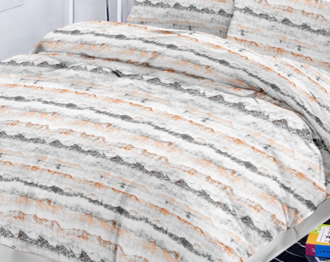Premium Cotton King Size Double Bed Bedsheet With 2 Pillow Covers- Grey&Copper