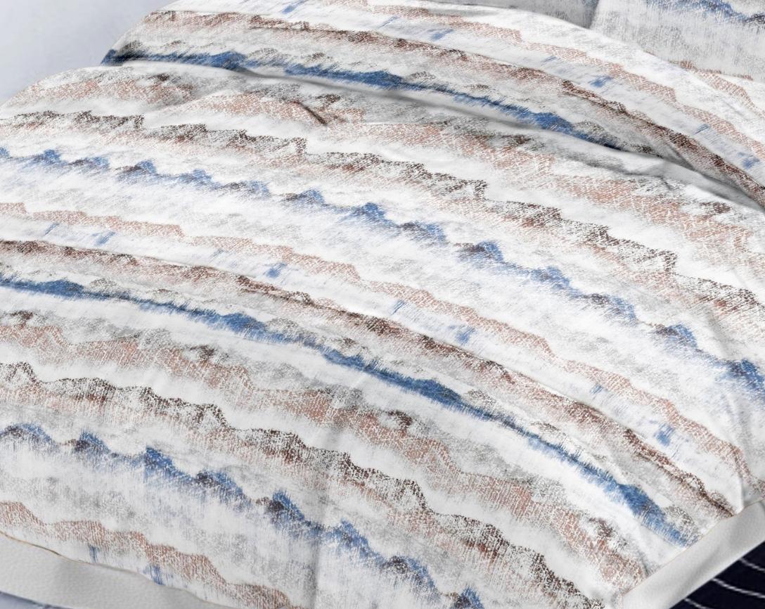 Premium Cotton King Size Double Bed Bedsheet With 2 Pillow Covers- Blue and Brown