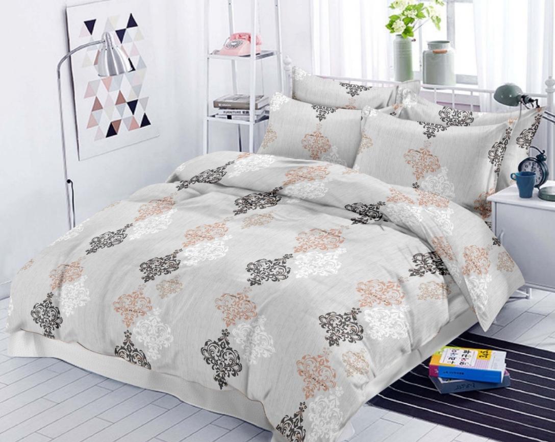 Premium Cotton King Size Double Bed Bedsheet With 2 Pillow Covers- Grey