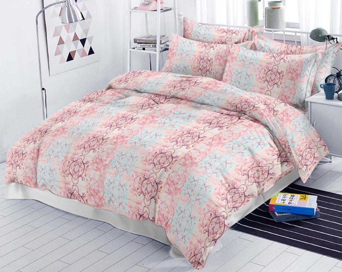 Premium Cotton King Size Double Bed Bedsheet With 2 Pillow Covers-Wine and Grey