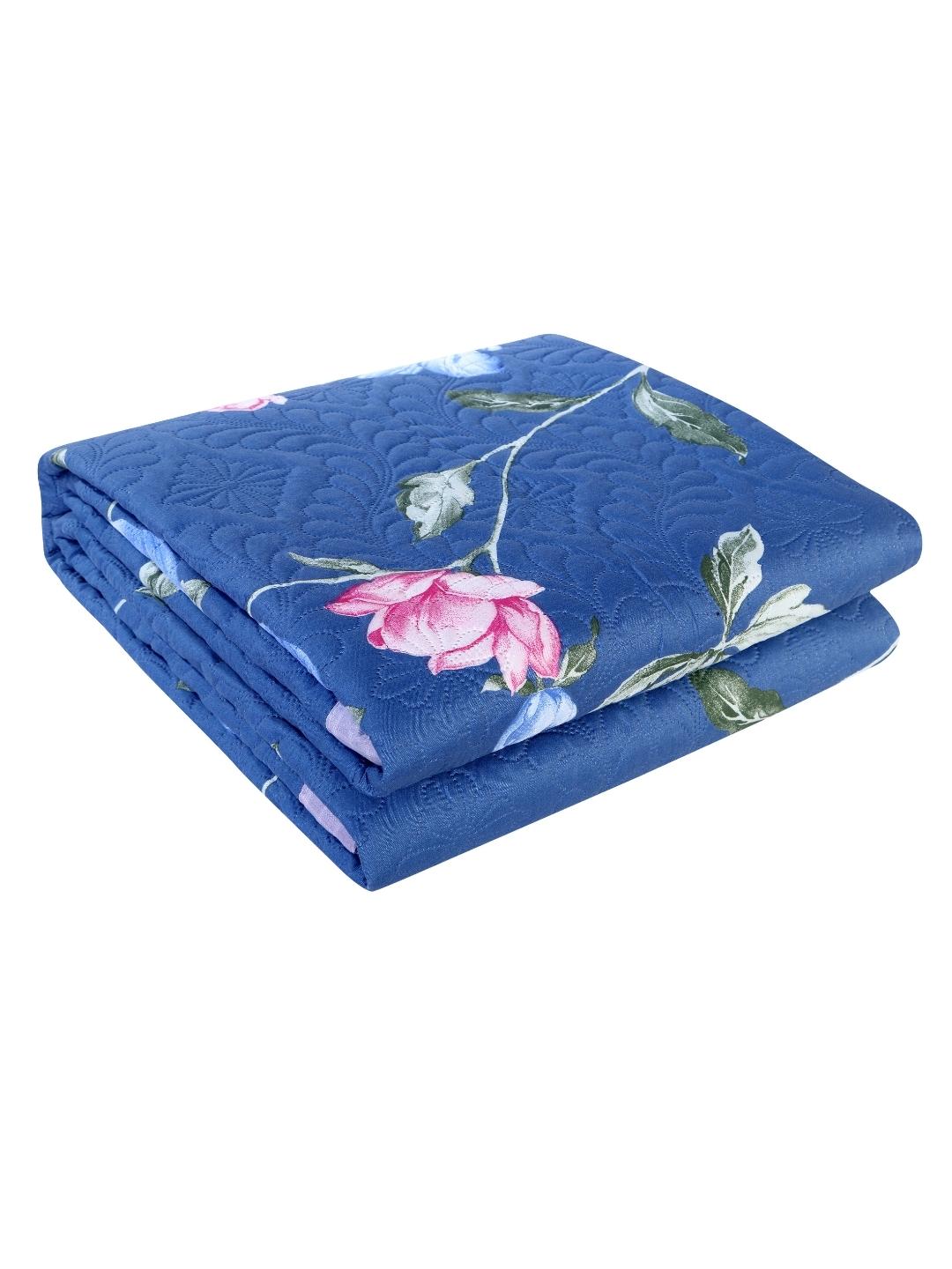 Floral Print Double Bed Light Weight Comforter-Blue