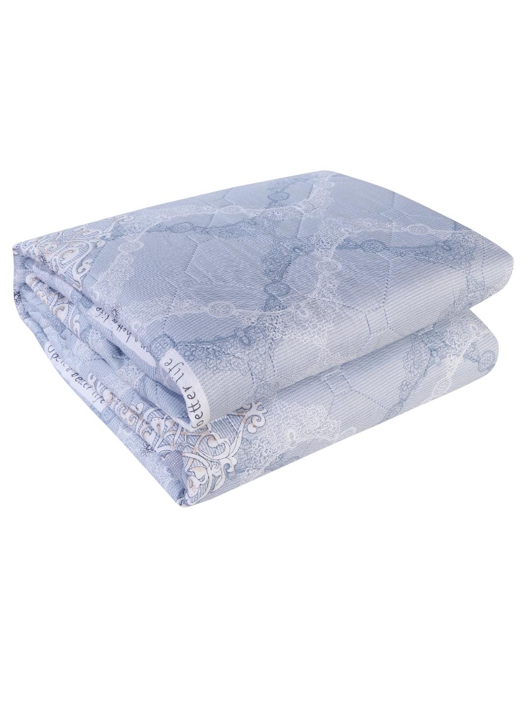 Floral Print Double Bed Light Weight Comforter- Light Blue