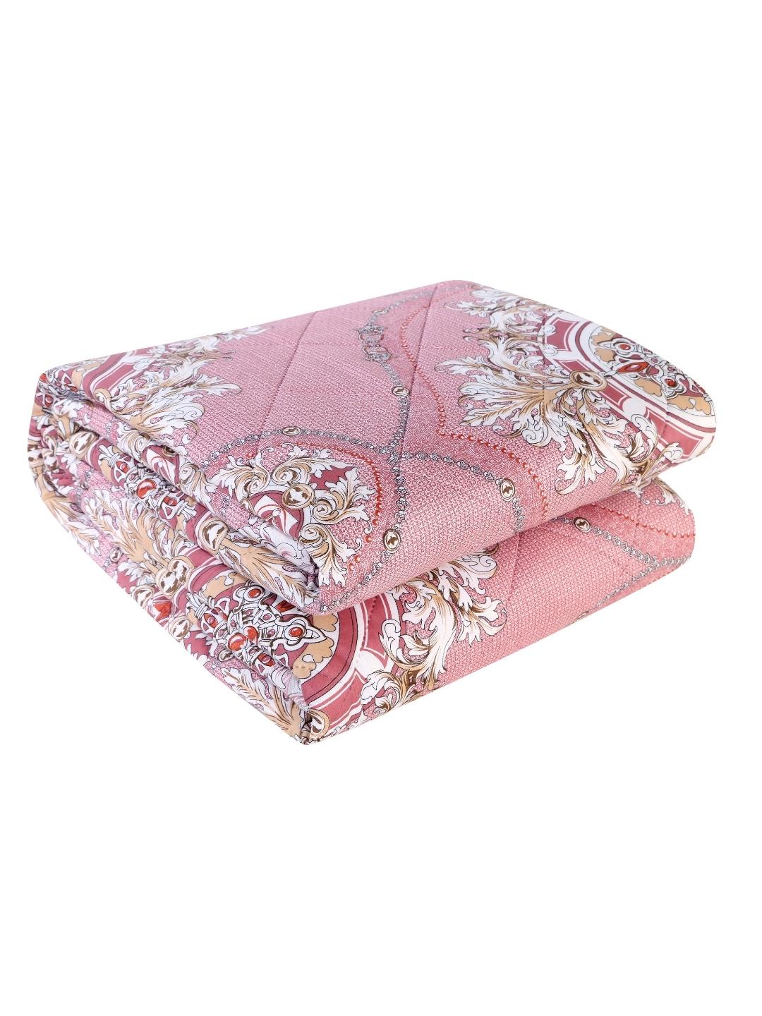 Floral Print Double Bed Light Weight Comforter- Light Pink