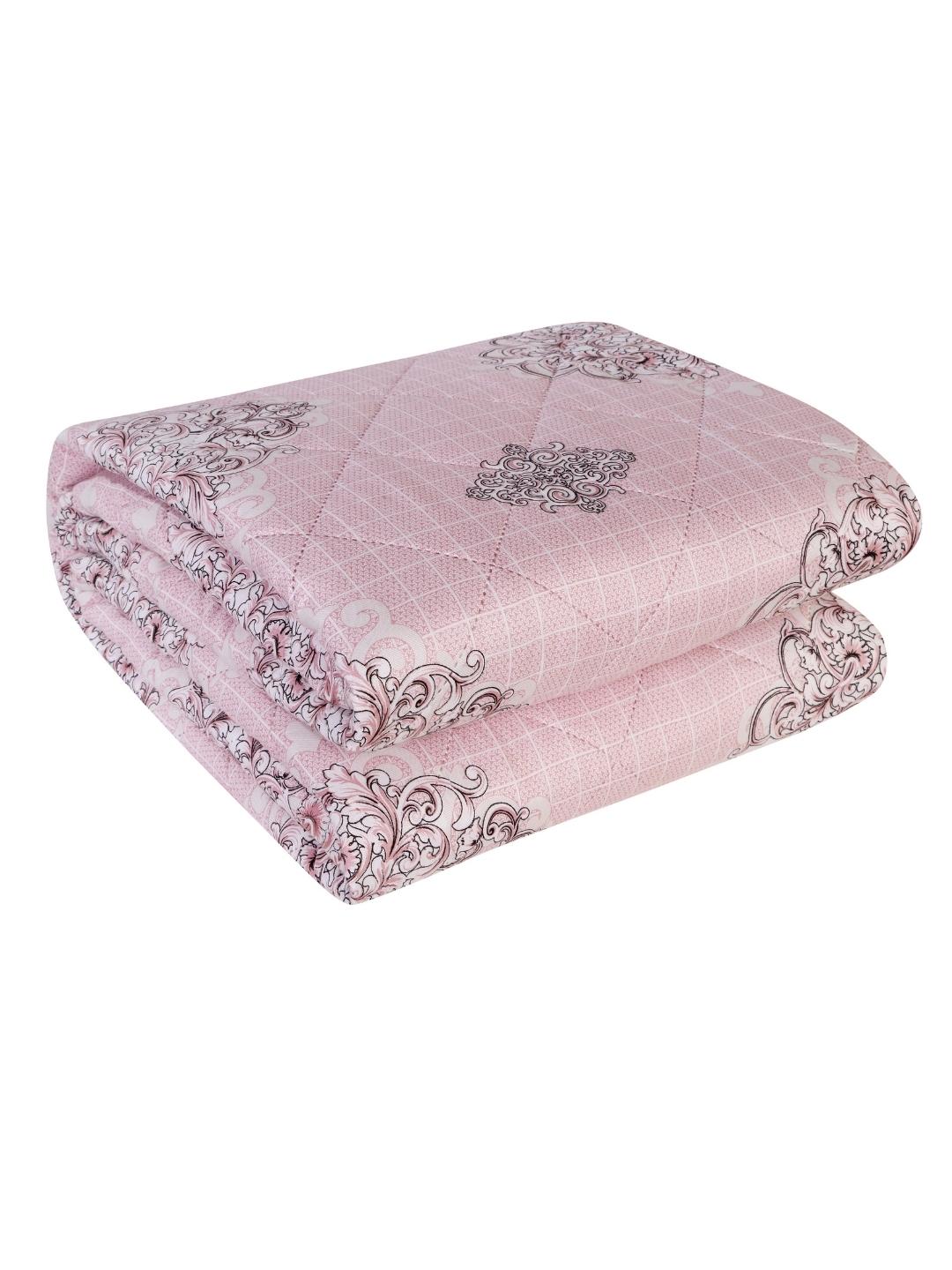 Floral Print Double Bed Light Weight Comforter- Light Pink