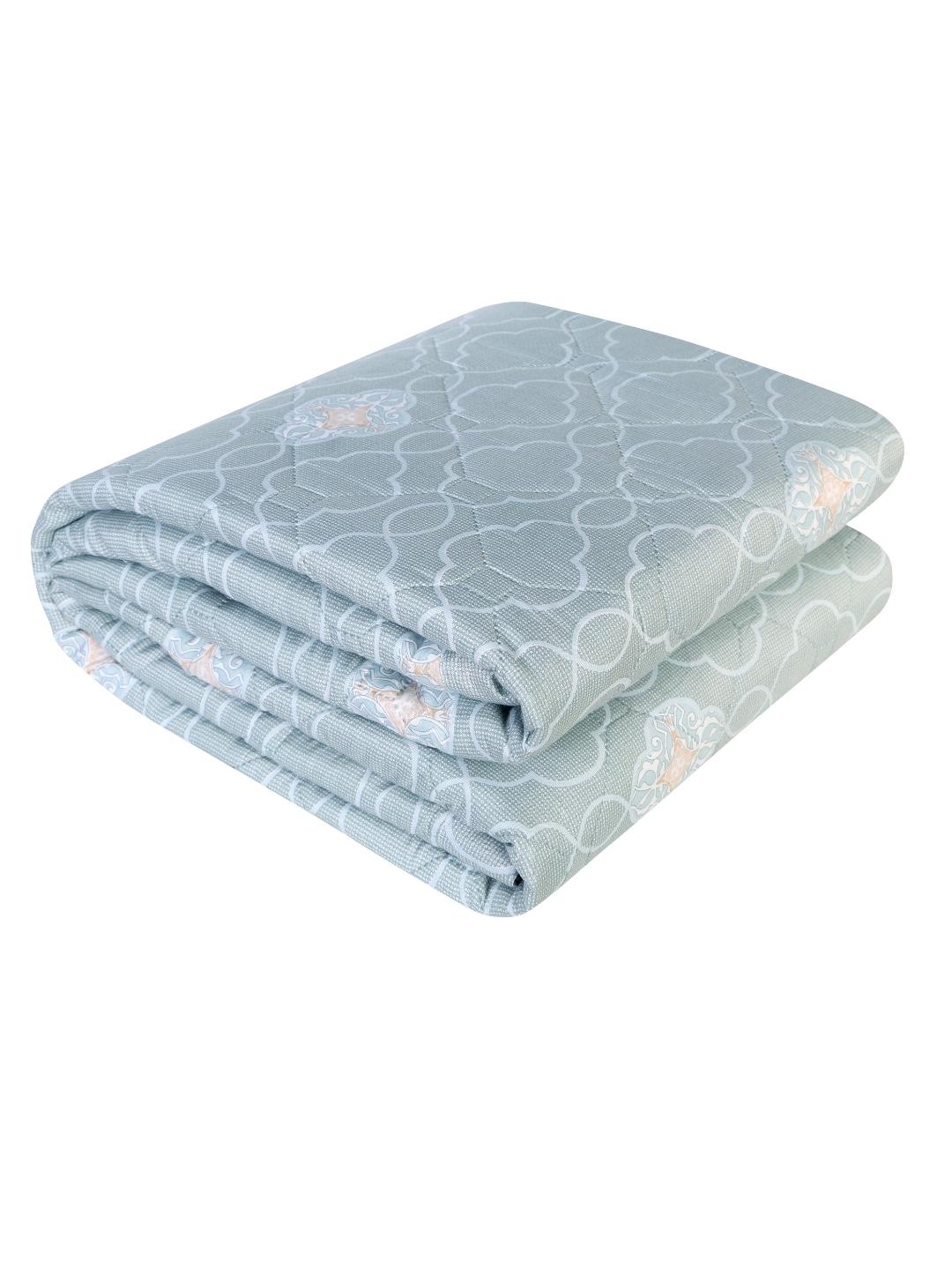 Floral Print Double Bed Light Weight Comforter- Sea Green