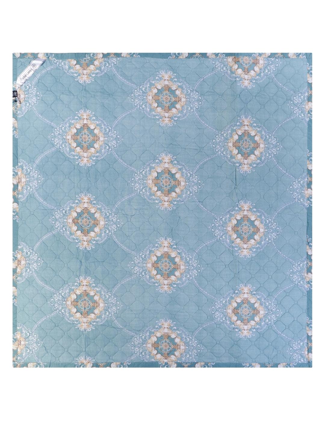 Floral Print Double Bed Light Weight Comforter- Sea Blue