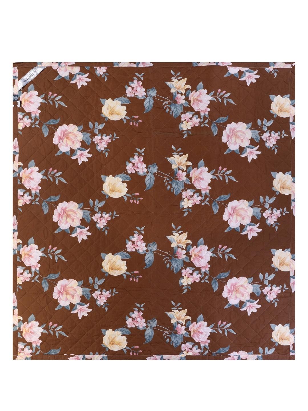 Floral Print Double Bed Light Weight Comforter-Brown
