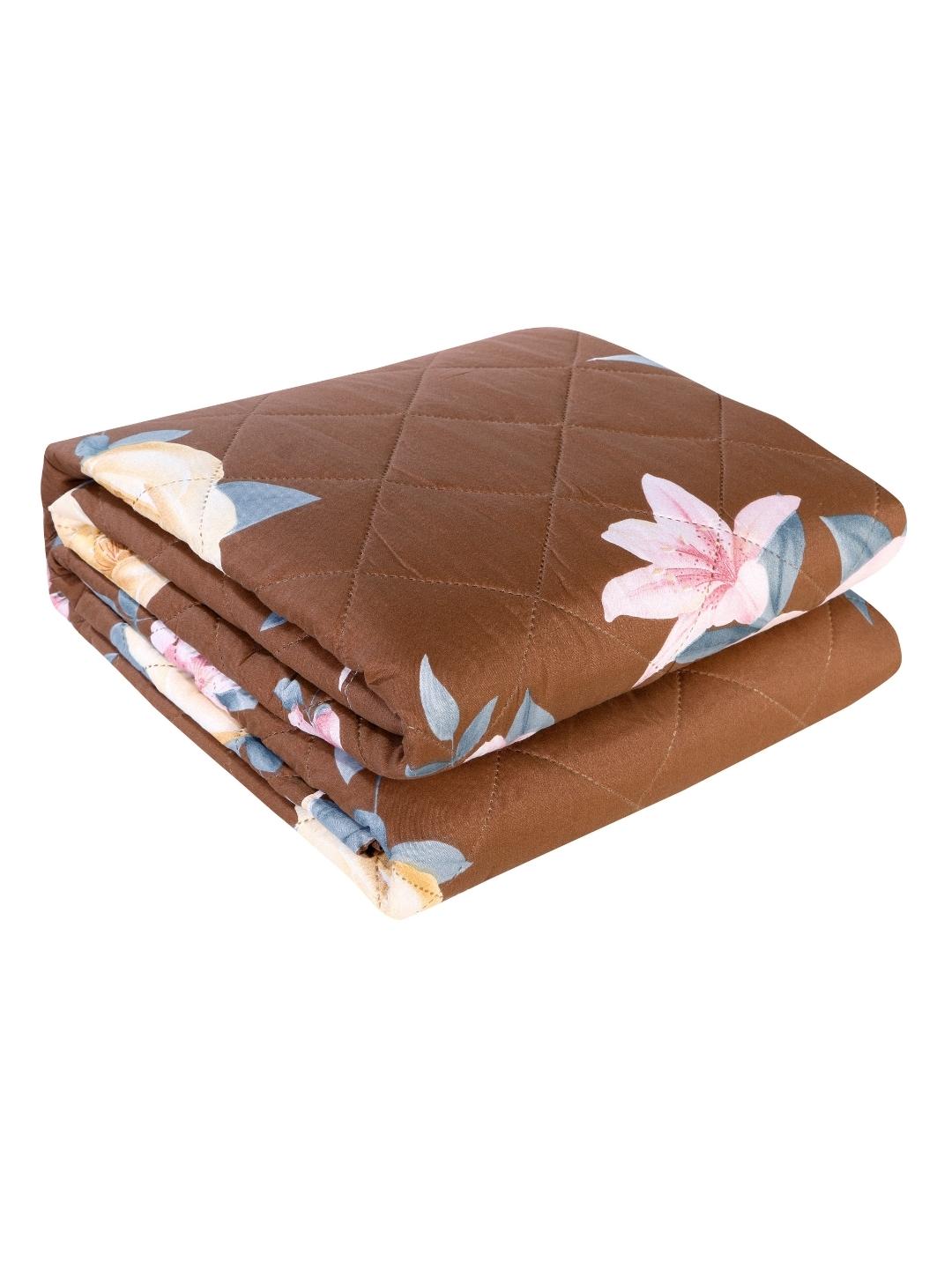 Floral Print Double Bed Light Weight Comforter-Brown