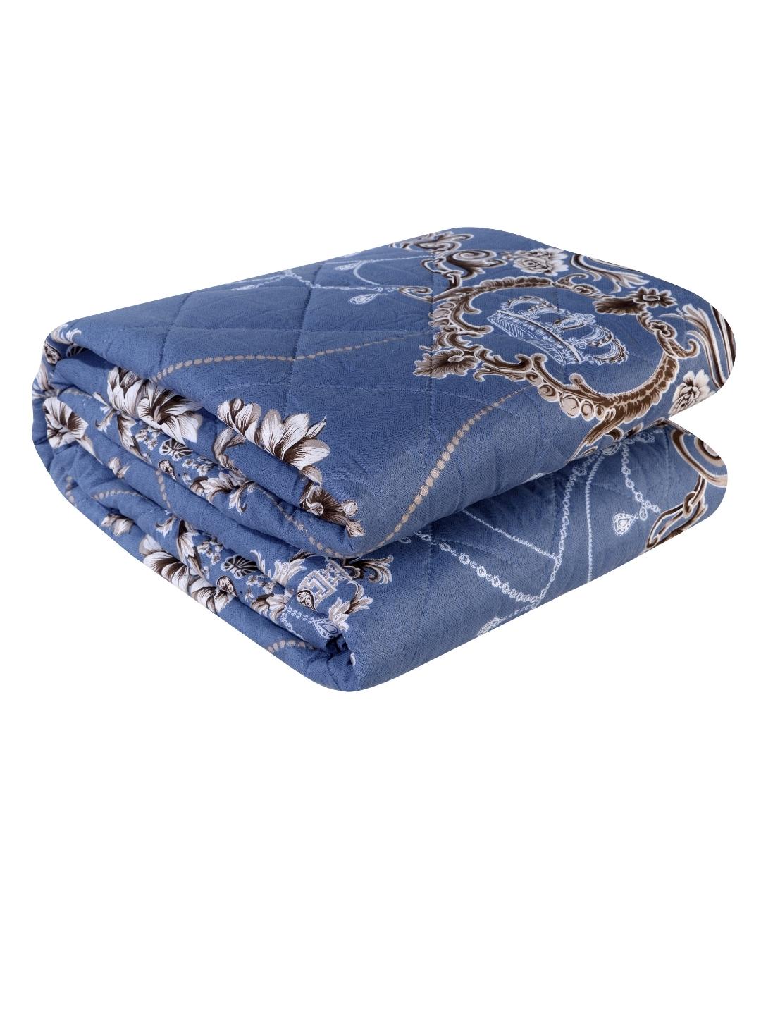 Floral Print Double Bed Light Weight Comforter-Blue & Grey