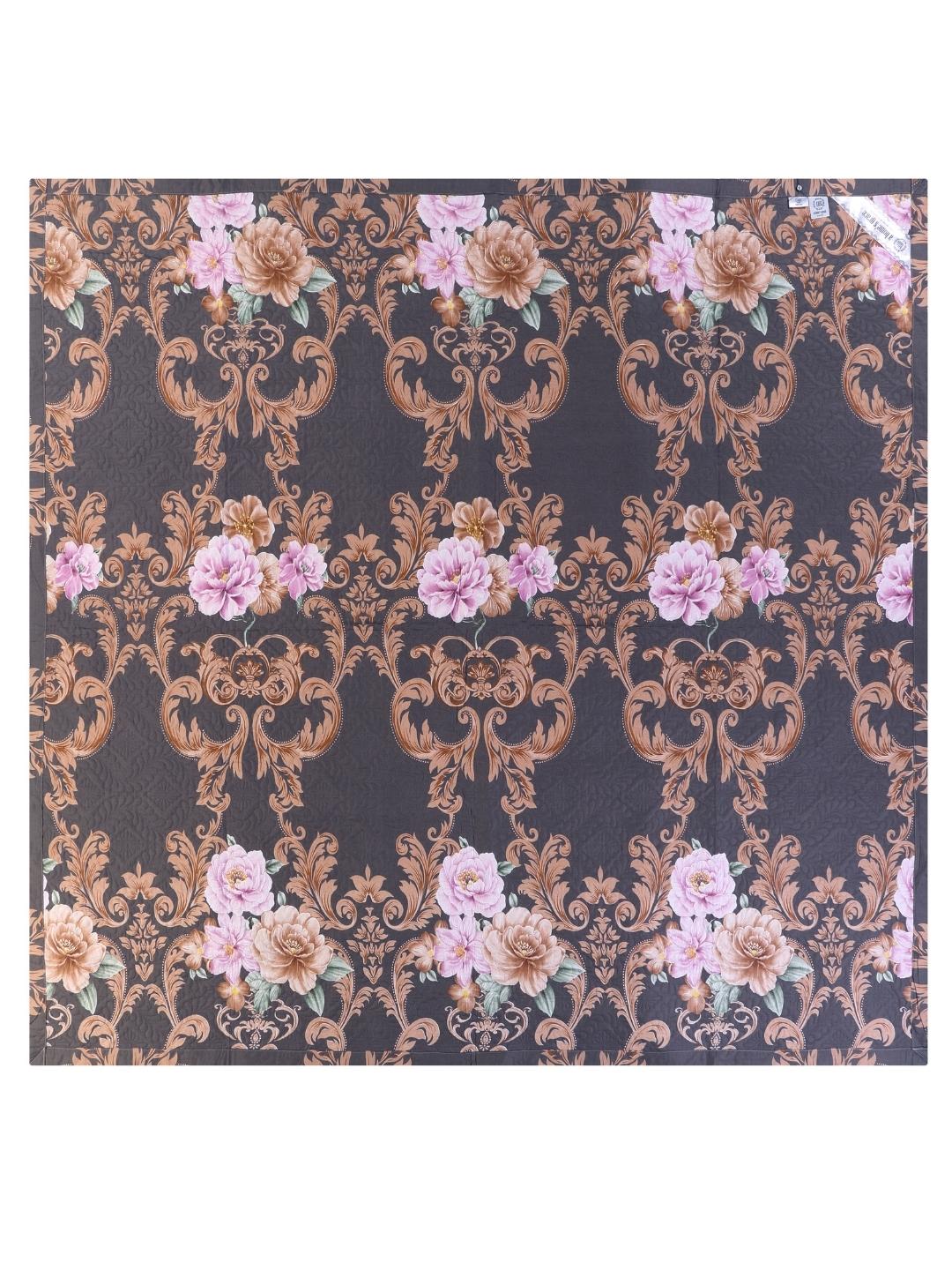 Floral Print Double Bed Light Weight Comforter-Grey and Brown