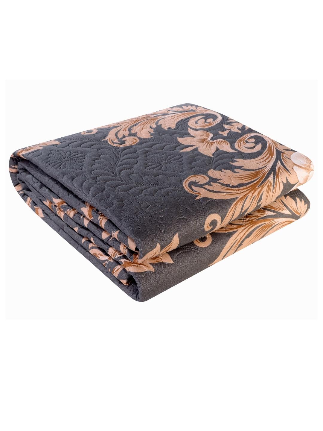 Floral Print Double Bed Light Weight Comforter-Grey and Brown