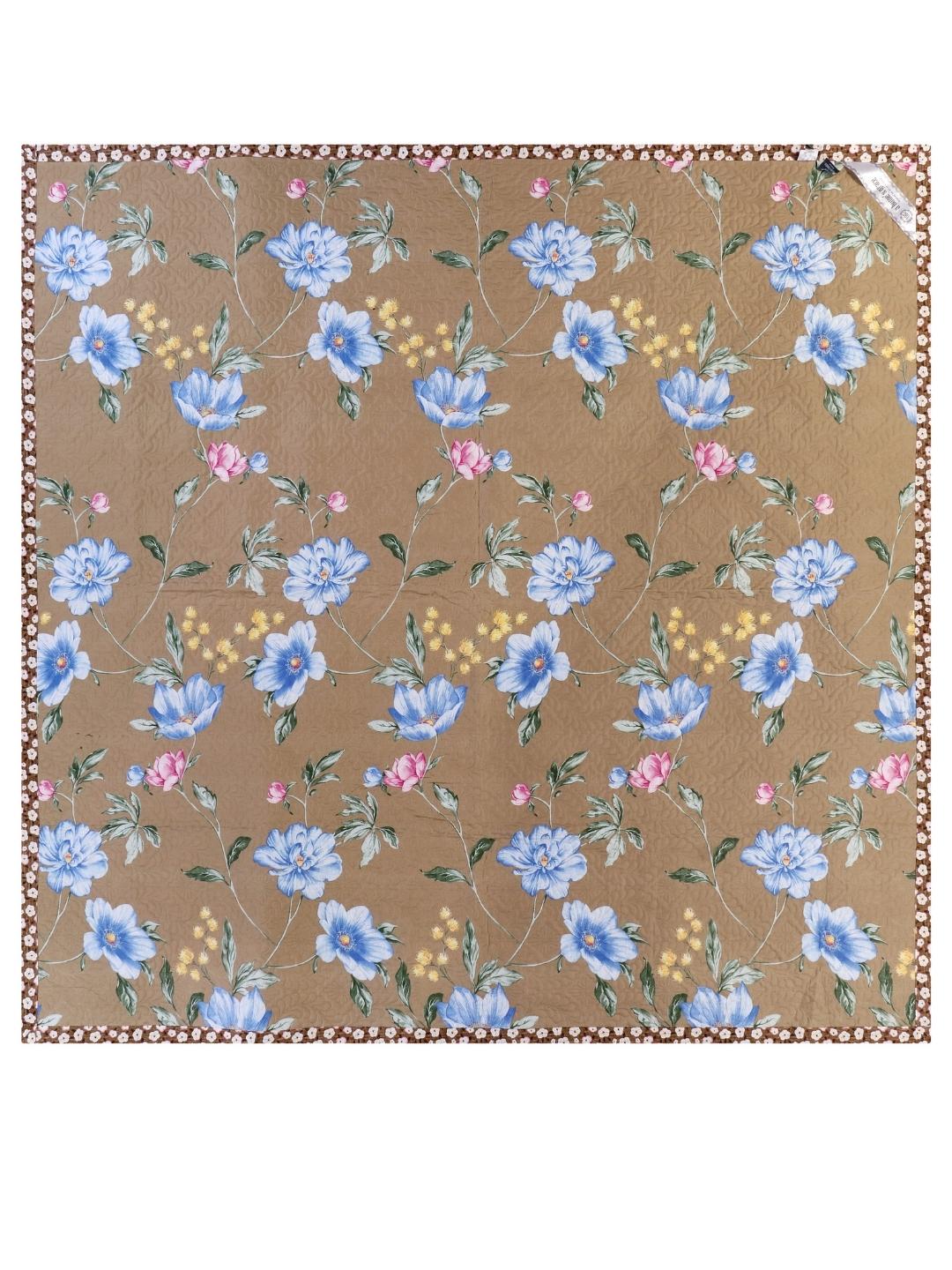 Floral Print Double Bed Light Weight Comforter-Camel Brown