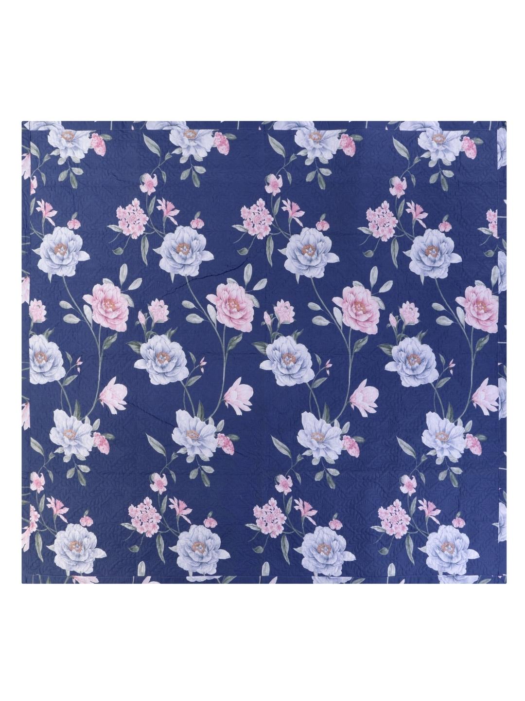 Floral Print Double Bed Light Weight Comforter-Navy Blue