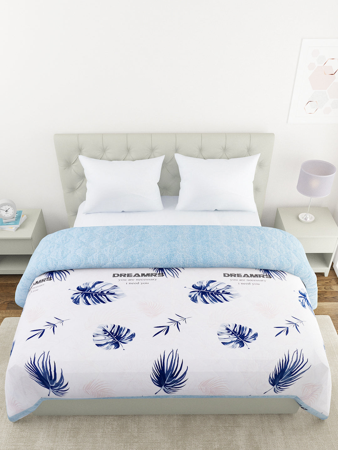 Floral Print Double Bed Light Weight Comforter-Blue and Multicolor