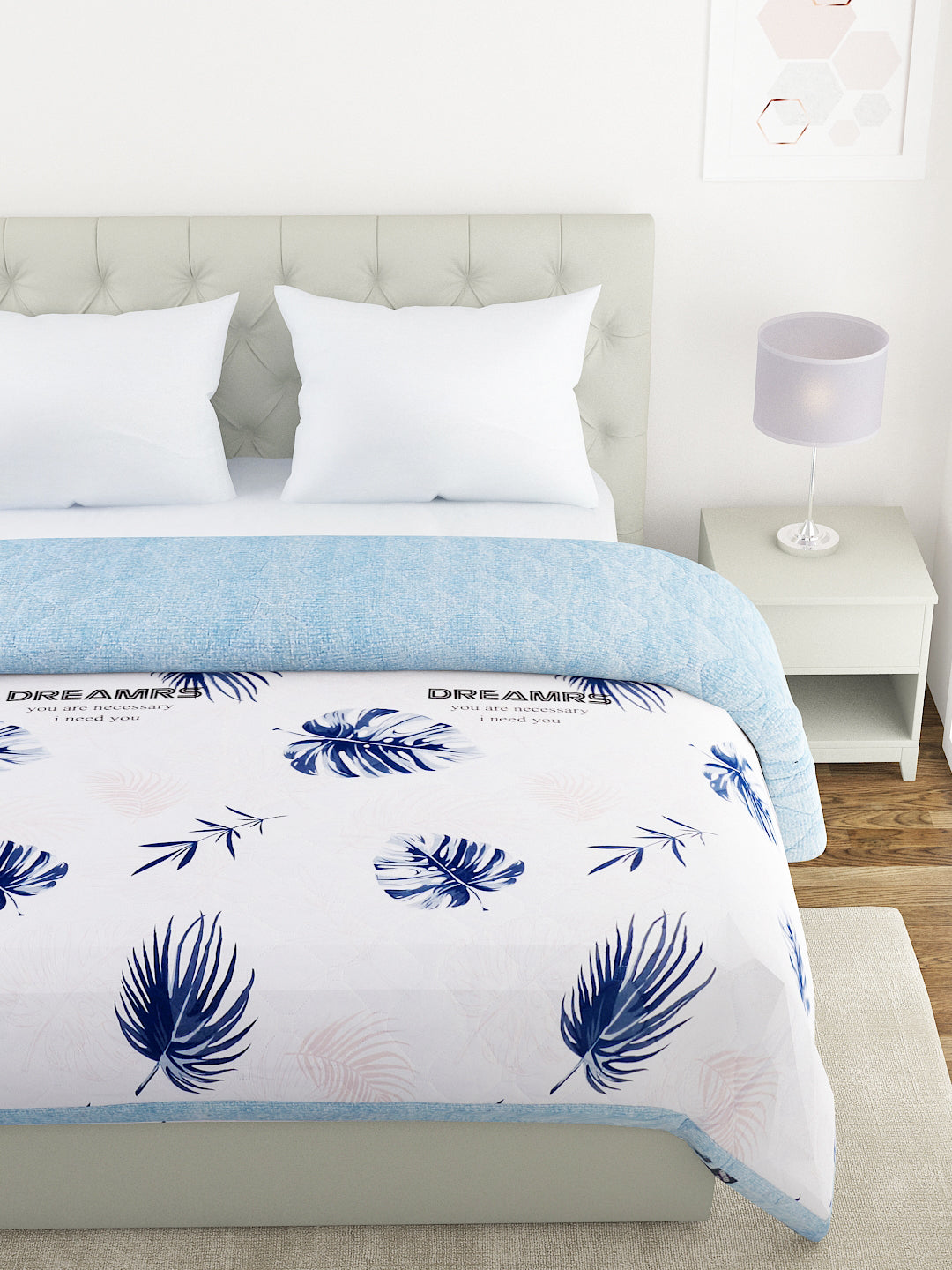 Floral Print Double Bed Light Weight Comforter-Blue and Multicolor