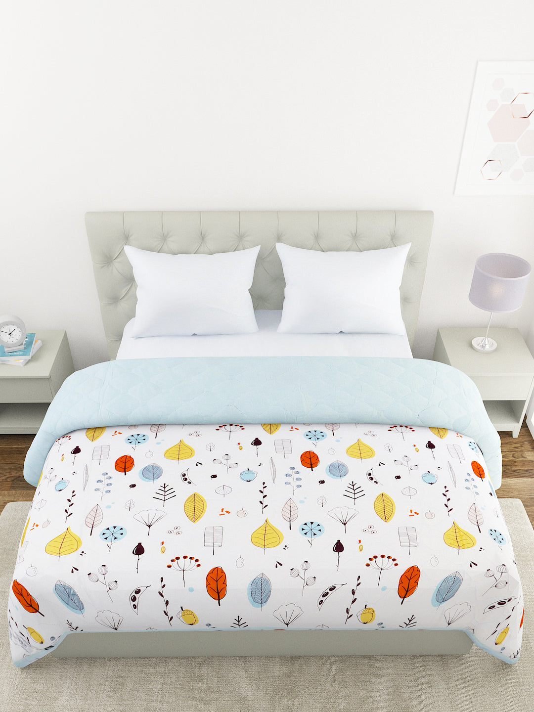 Floral Print Double Bed Light Weight Comforter-Multicolor