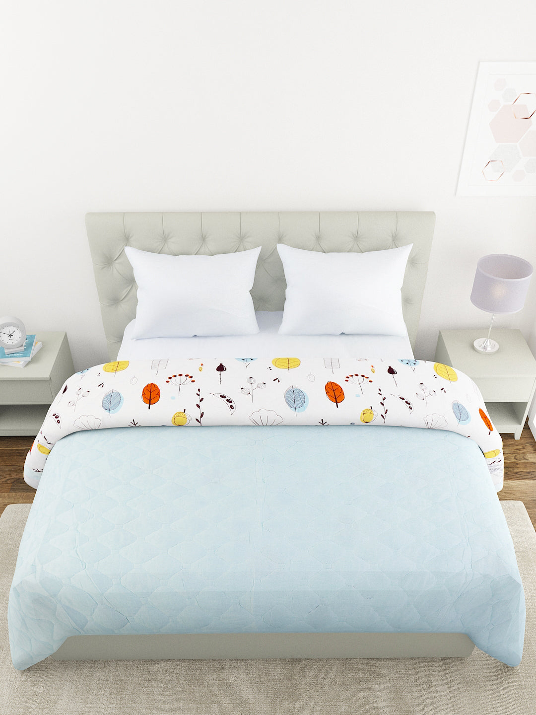Floral Print Double Bed Light Weight Comforter-Multicolor