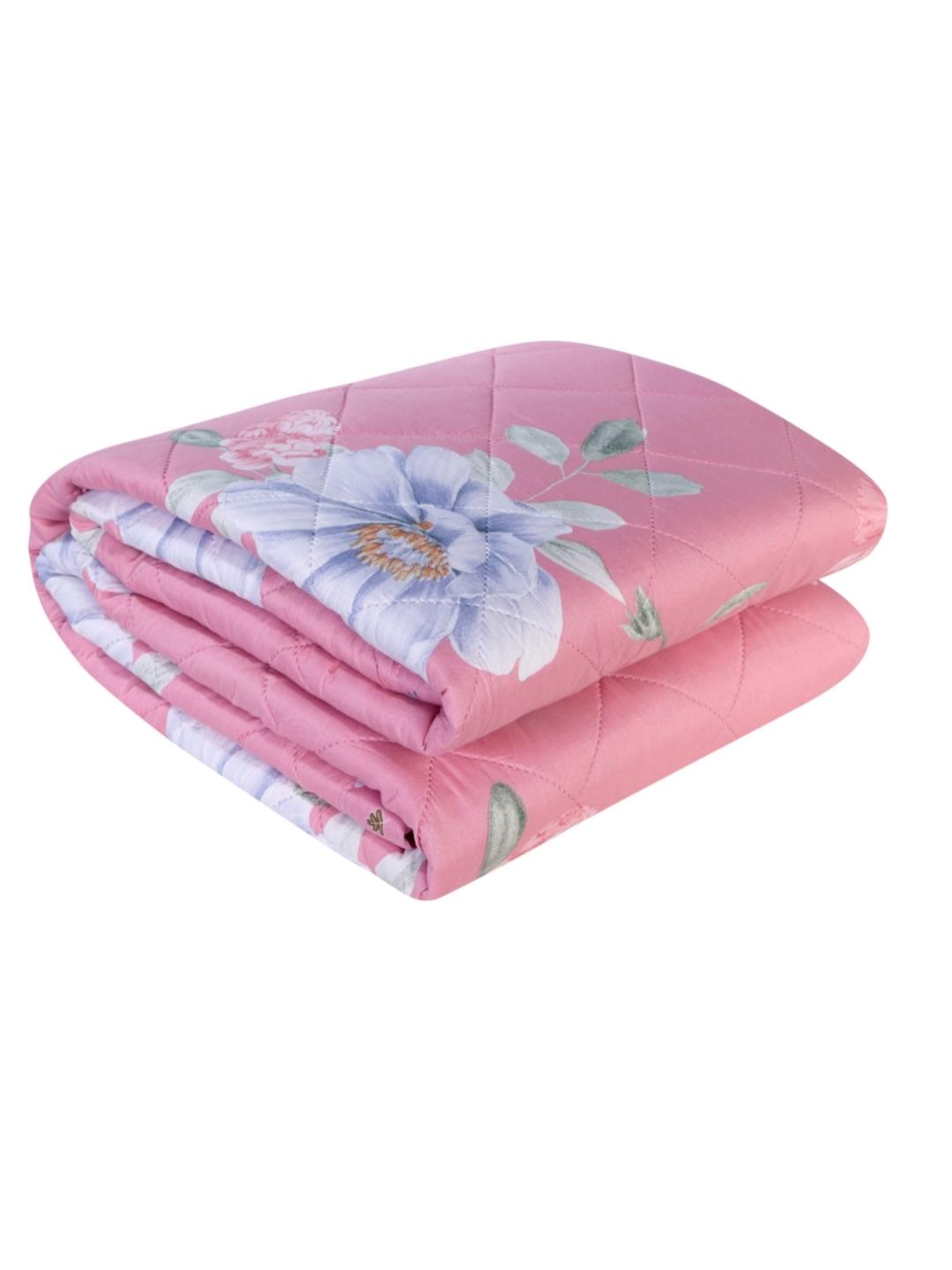 Floral Print Double Bed Light Weight Comforter-Pink