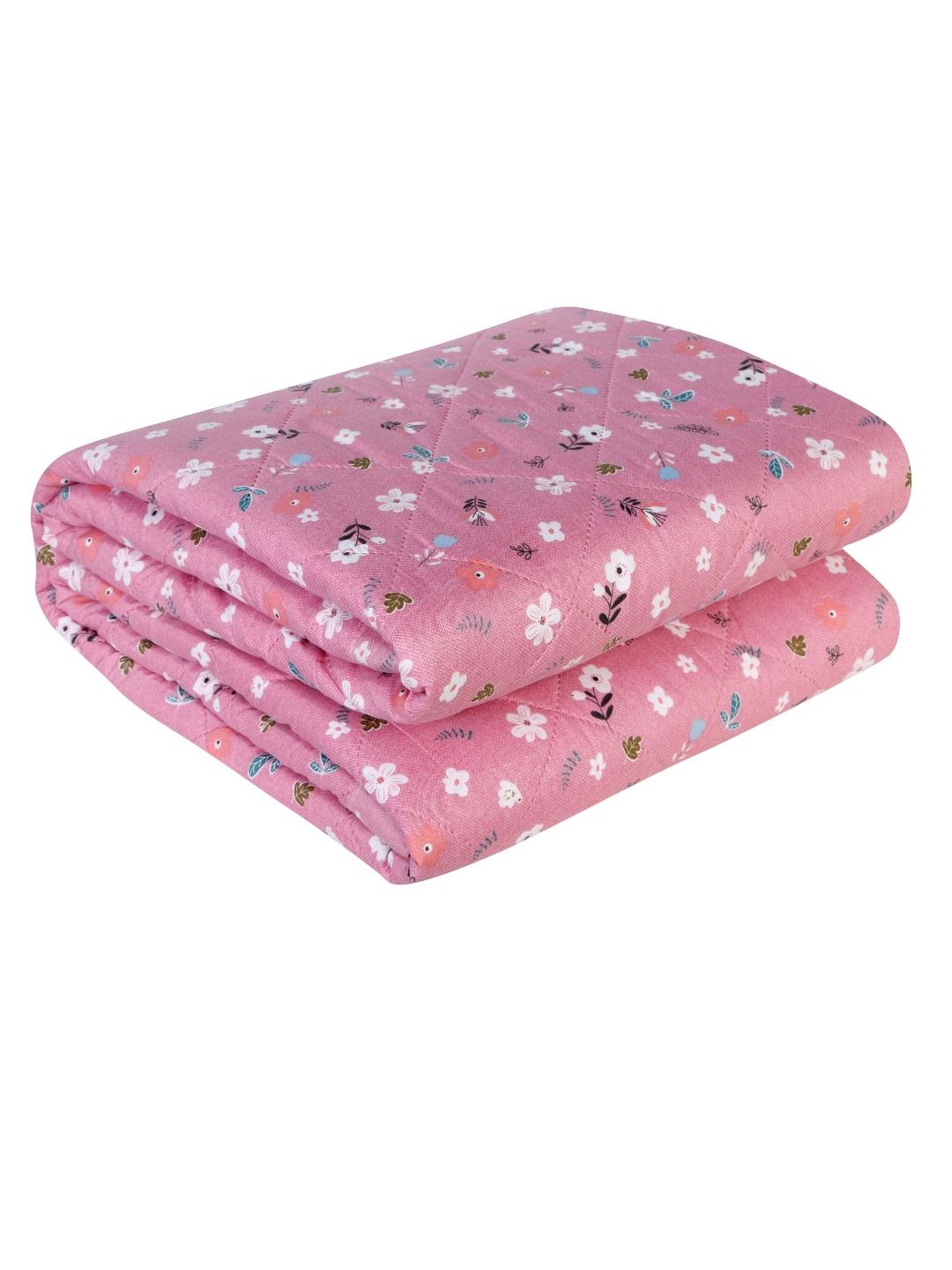 Floral Print Double Bed Light Weight Comforter-Pink