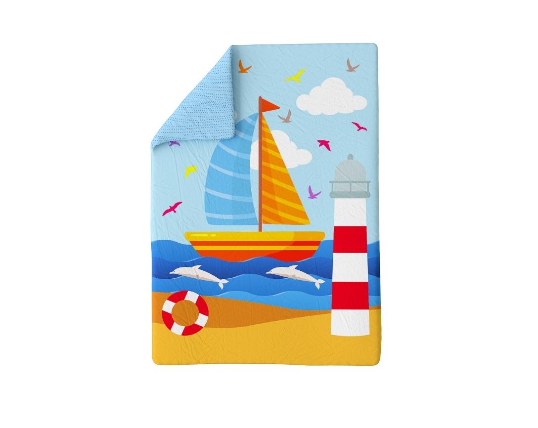 Baby Cotton Comforter Boat Theme-Blue