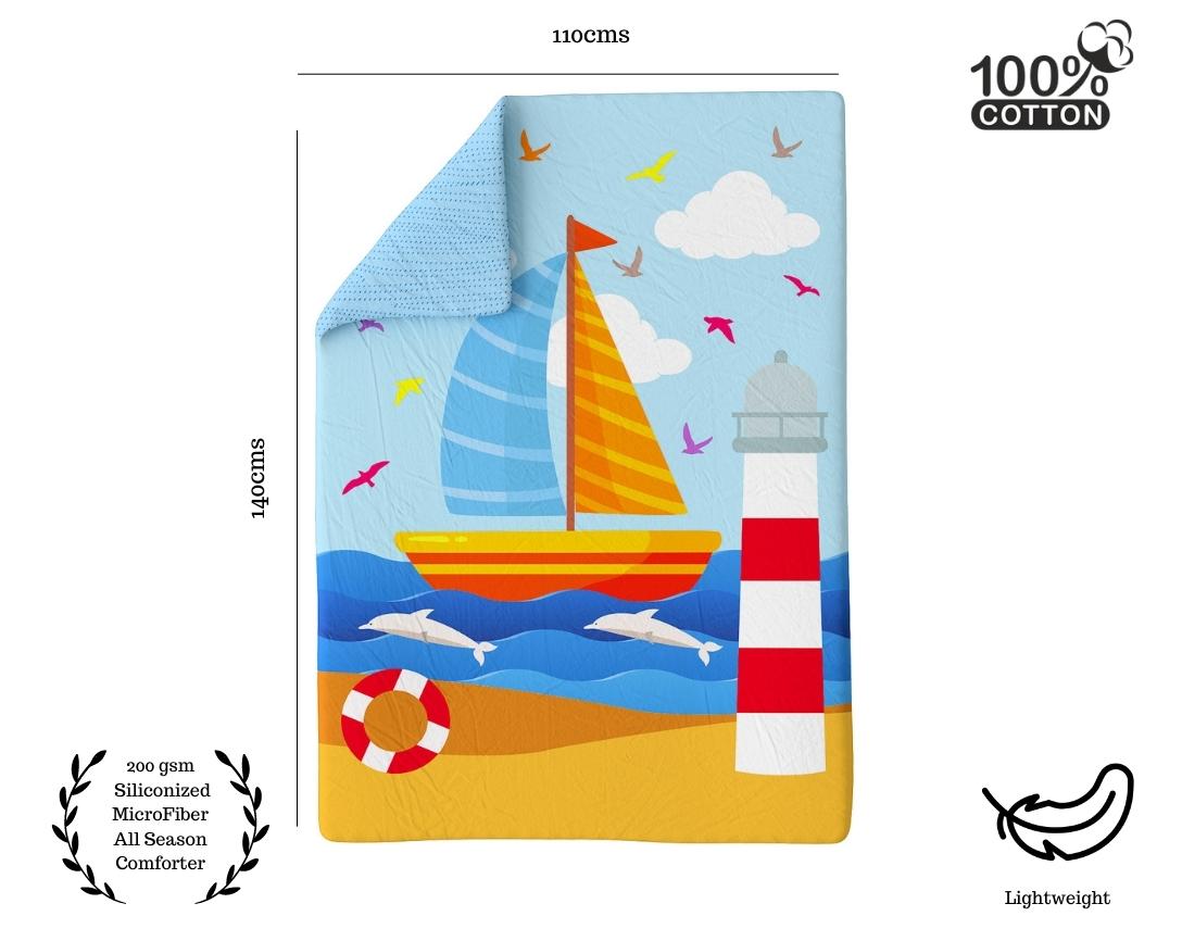 Baby Cotton Comforter Boat Theme-Blue