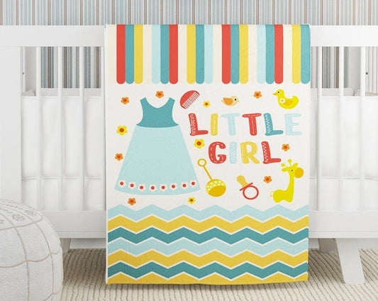 Baby Cotton Comforter Little Girl Theme-Off  White & Red