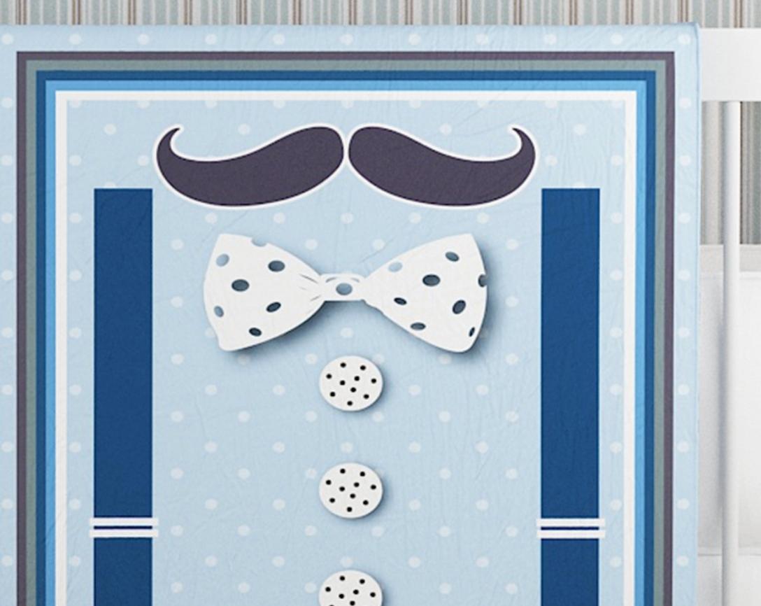 Baby Cotton Comforter Little Man Theme-Blue & Grey