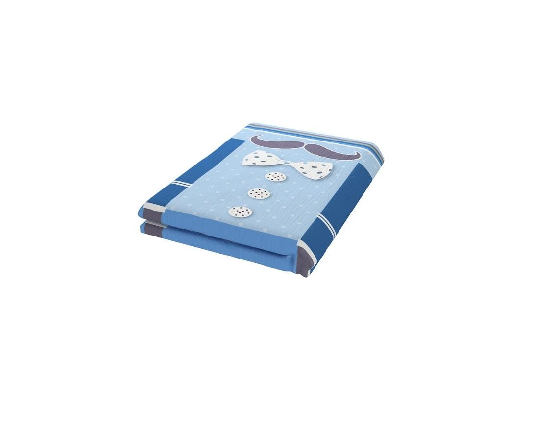 Baby Cotton Comforter Little Man Theme-Blue & Grey