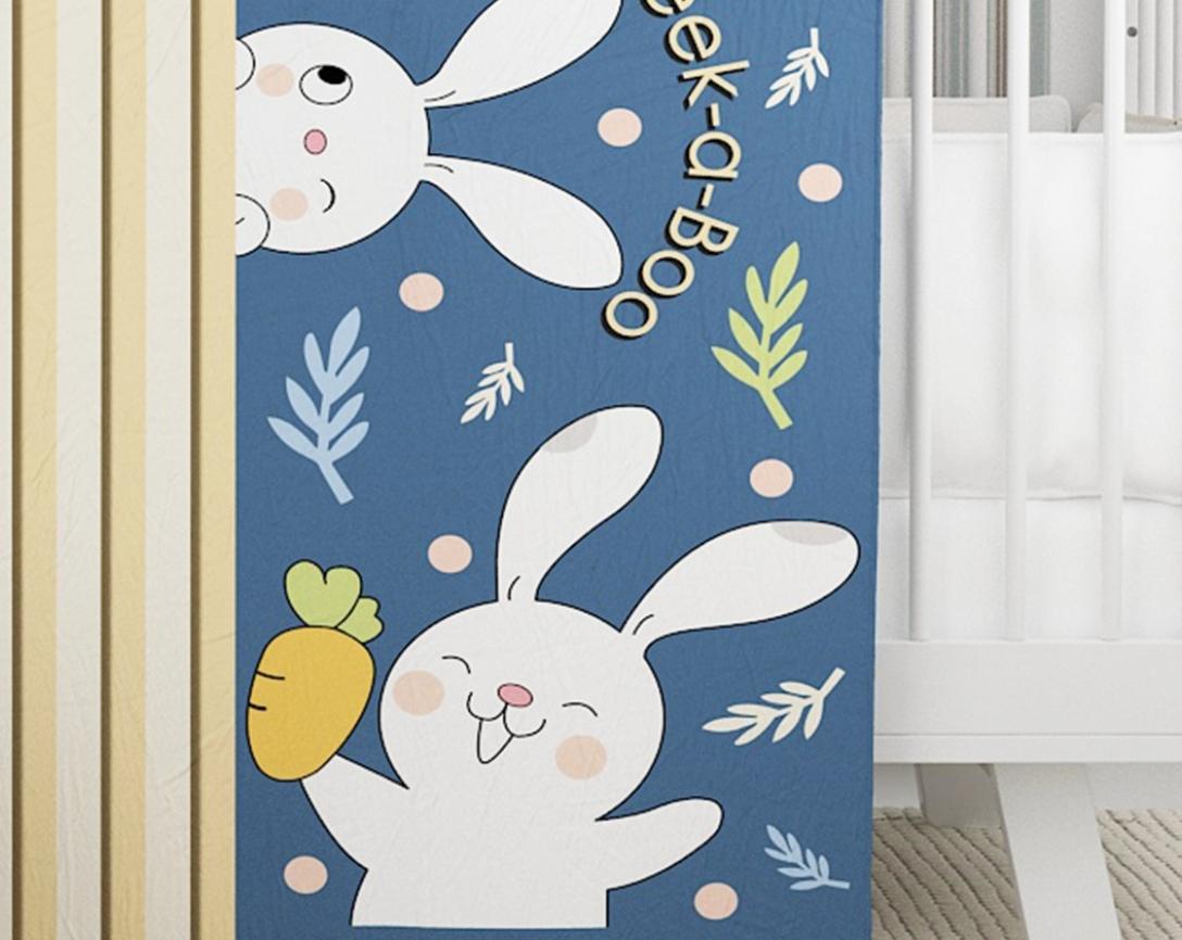 Baby Cotton Comforter Peek a Boo Theme-Navy Blue & Beige