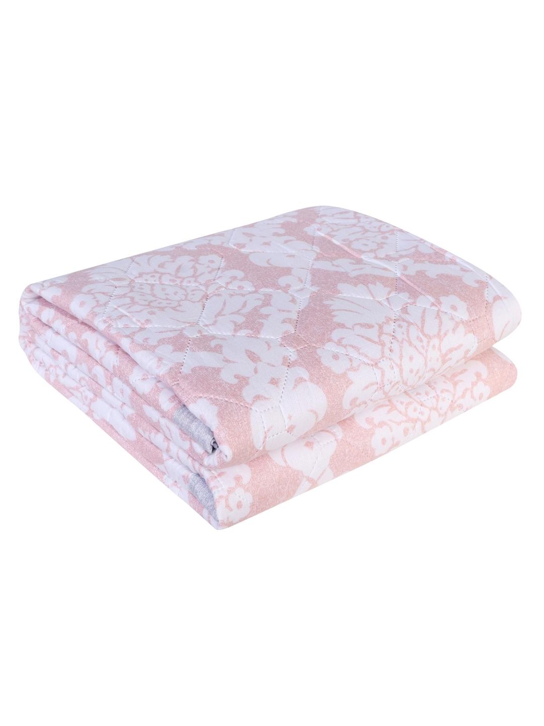 Floral Print Set of 2 Single Bed Light Weight Comforter- Pink and White