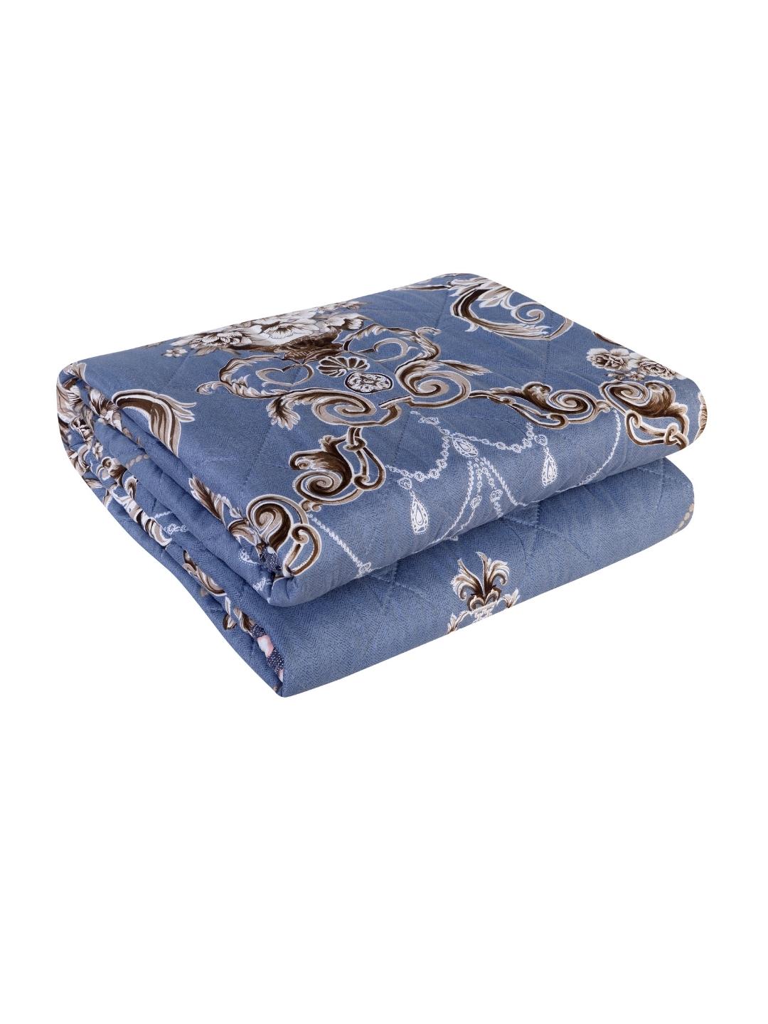 Floral Print Set of 2 Single Bed Light Weight Comforter-Royal Blue