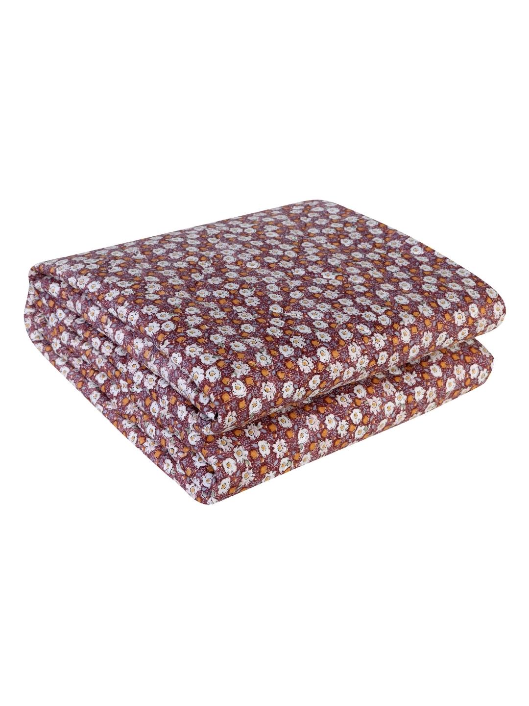 Floral Print Set of 2 Single Bed Light Weight Comforter-Maroon