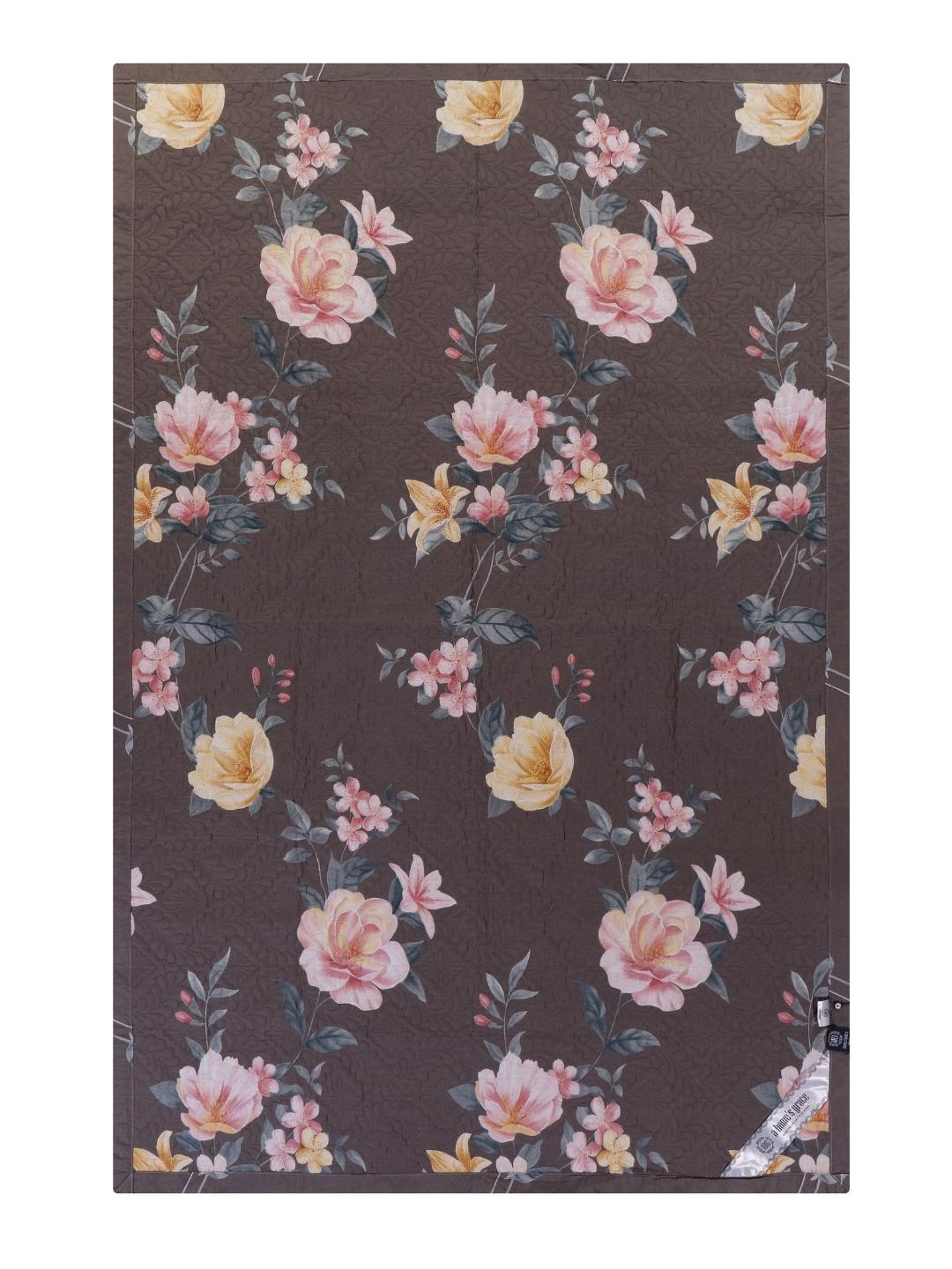 Floral Print Set of 2 Single Bed Light Weight Comforter-Dark Brown