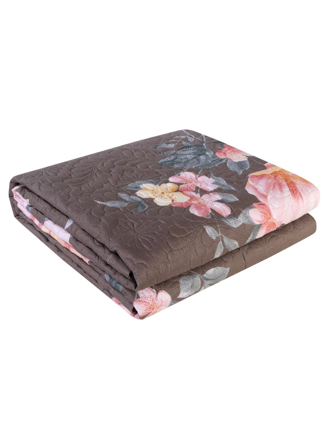 Floral Print Set of 2 Single Bed Light Weight Comforter-Dark Brown